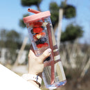 Plastic Water Bottle Straws Portable Tea Fruit Outdoor Travel Mug (Pink) Newly