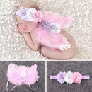 Baby Girl Feather Angel Wing Lace Flower Hairband Newborn Photo Prop (Pink1