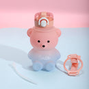 Bear Bottle - 800ml Gradient Large Capacity Water Bottles with Straw and Strap