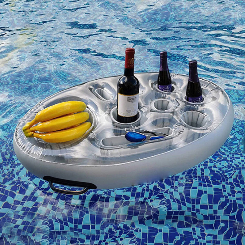 Inflatable Drink Holder Water Floating Beer Beverage Cup Saucer Snack Tray Newly
