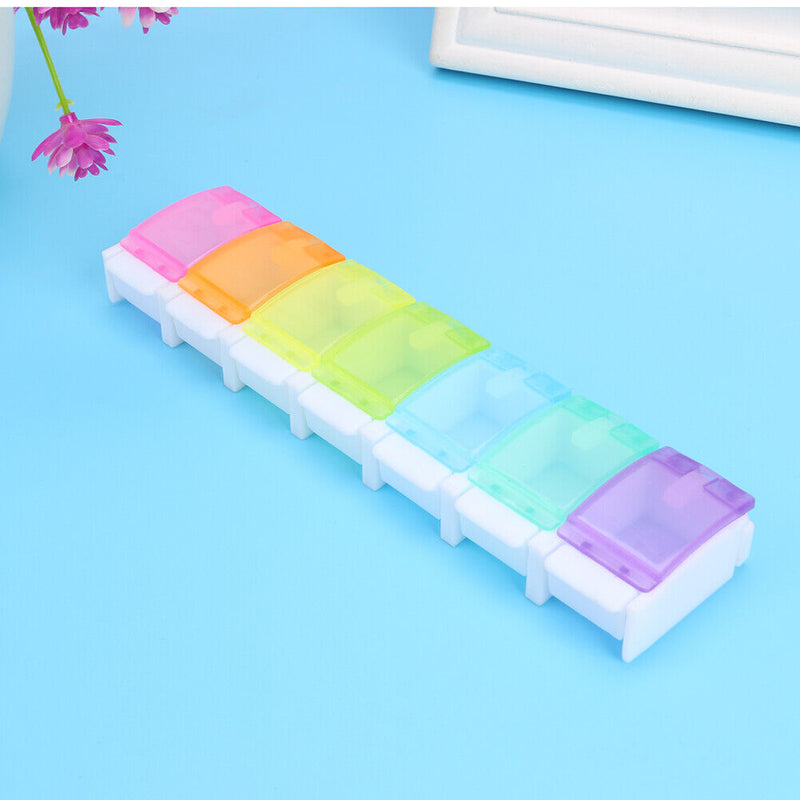 7 Day Pill Medicine Storage Box Rainbow Tablet Weekly Organizer (No Word)