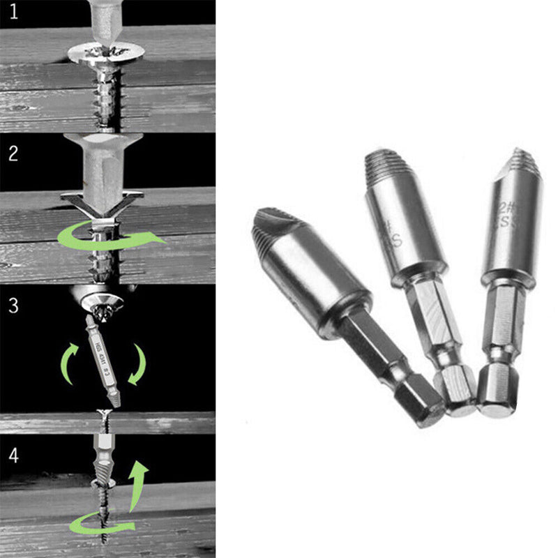 5pcs Damaged Screw Extractor Drill Bit Set Broken Bolt Remover + Drill Chuck