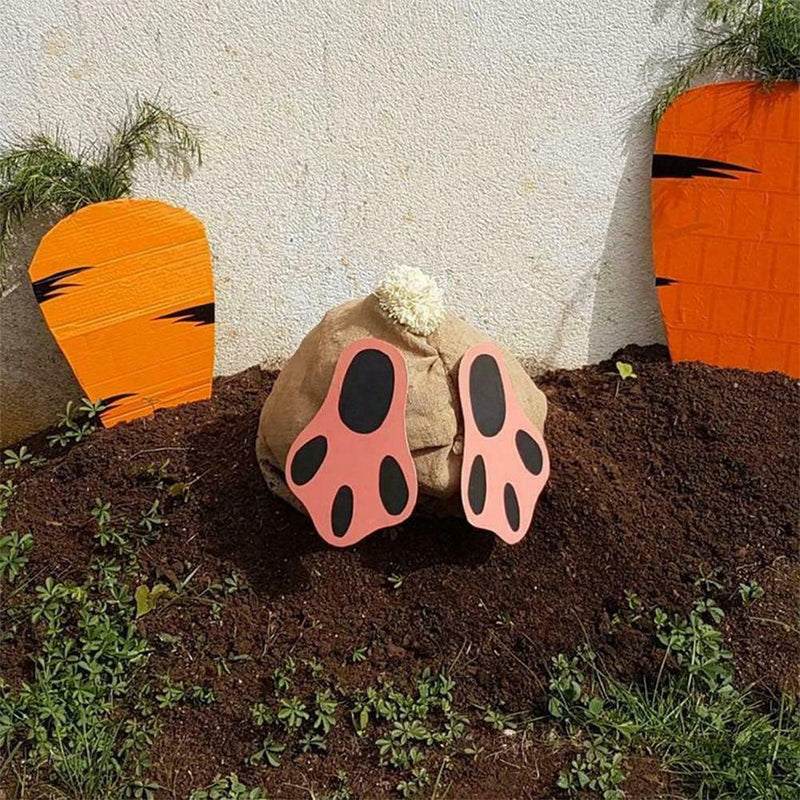 Easter Garden Bunny Carrot Easter Yard Sign Garden Scene Lawn Decor Outdoor I7V0