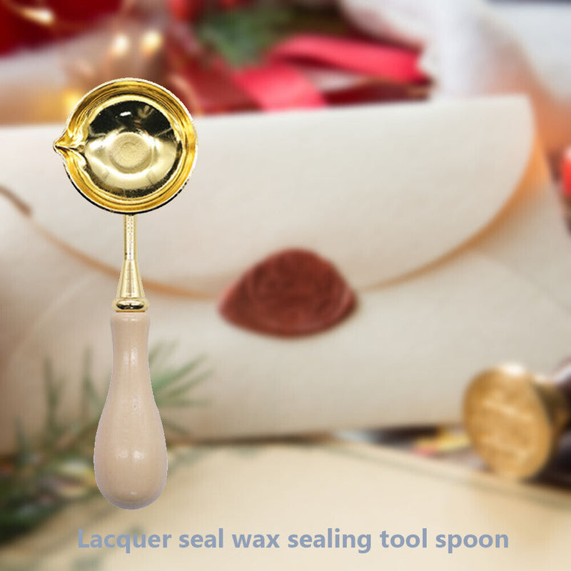Sealing Wax Spoon Solid Wood Retro Wax Decorative Stamp Craft (Apricot) Newly