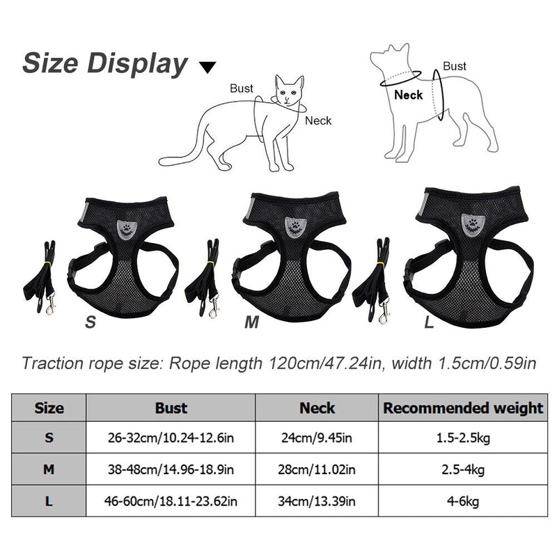 #A Polyester Cat Dog Harness Breathable Walking Lead Leash Dog Cat Vest for Outd