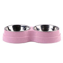 Stainless Steel Double Bowl Pet Dog Water Feeder Cat Puppy Food Drinking Di