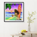 Girl on Beach 5D DIY Full Round Drill Handmade Drawing Kit Art Diamond Painting