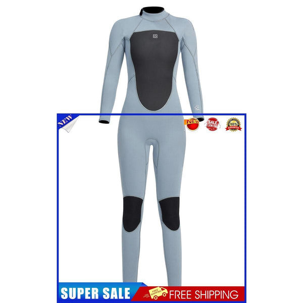 3mm Neoprene Wetsuit Women Back Zipper Full Diving Suits (Light Grey M)