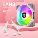 COOLMOON CPU Cooler 3 Pin ARGB FDB Bearing PWM PC Quiet Cooling Fan (White)
