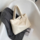 Fashion Solid Color Women Handbag Simple Large Capacity PU Shoulder Shopping Bag