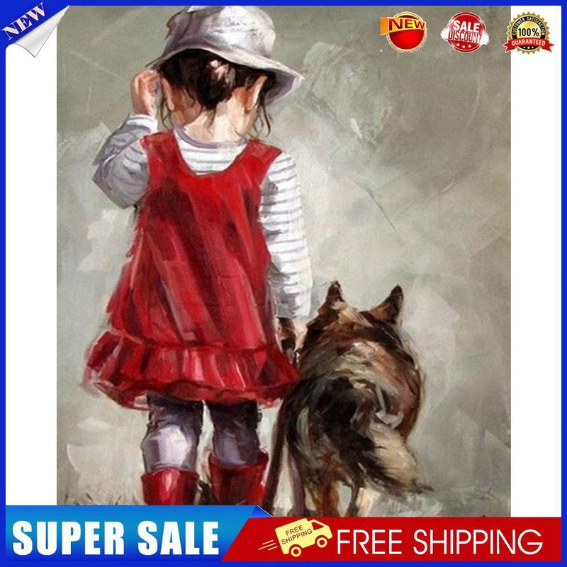 Red Skirt Girl Paint By Numbers Kit DIY Frameless Picture On Canvas (S442)