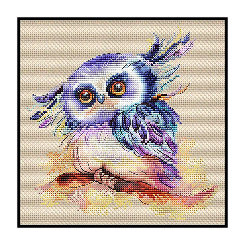 11CT Full Cross Stitch Cute Owl Stamped DIY Cotton Thread Needlework Animal Art