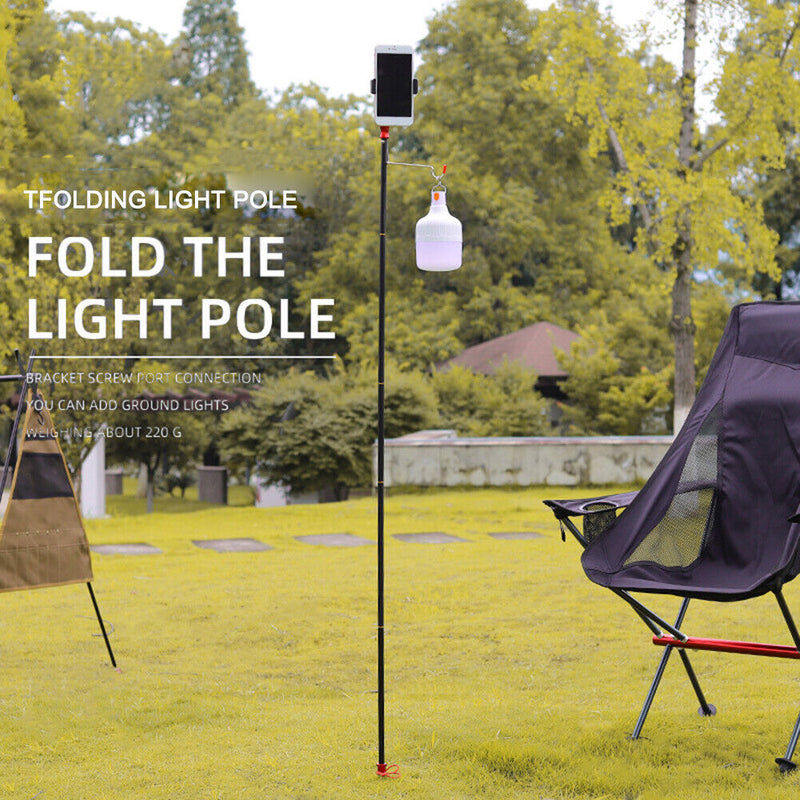 Outdoor Camping Folding Lamp Pole Holder Mobile Live Selfie Fixing Stand Bracket
