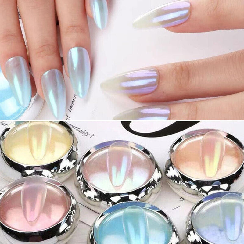 6 Colors Nail Powder Holographic Aurora Nail Glitter Rainbow Nail Pigment Dust~