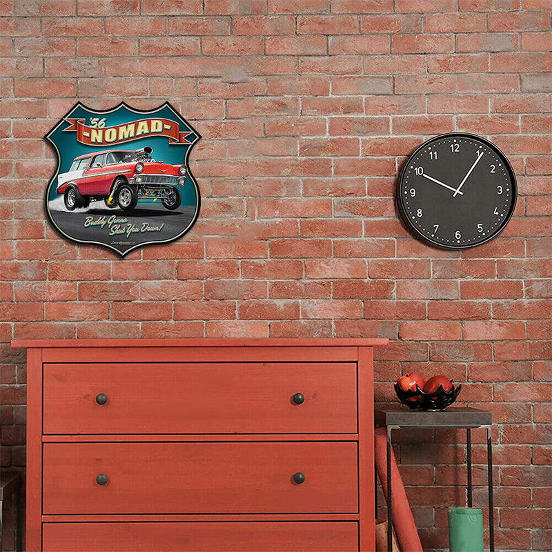 Nomad Car Shield Shape Metal Tin Sign Plate for Bar Pub Club Wall Home Decor