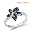 Women Wedding Diamond Purple Mandala Flower Ring Jewel Ring Engagement Ring