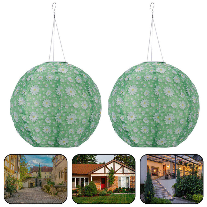 Solar Lantern Outdoor Hanging Lamp Festival Home Ornaments (Green Daisy) Newly