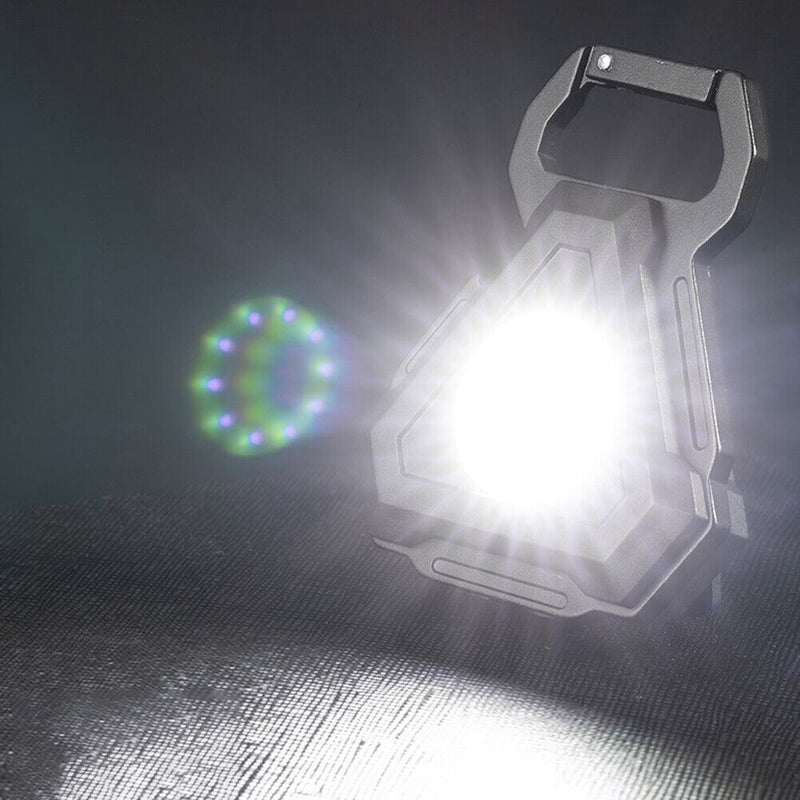 Mini Flashlight Work Light LED Portable Strong Keychains Lamp Corkscrew (B)