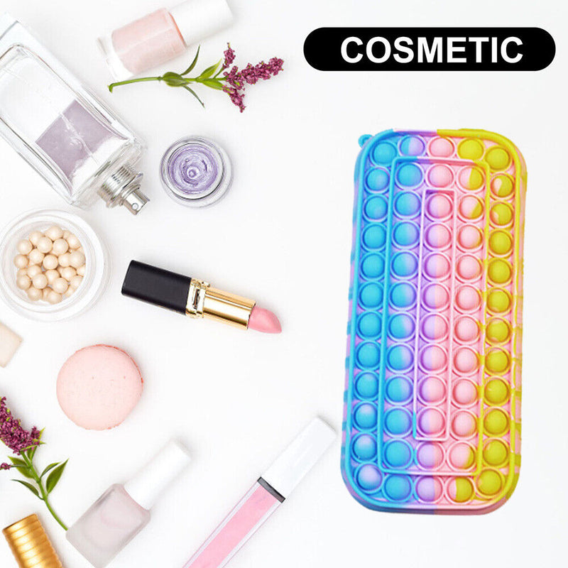 Decompress Press Bubble Pencil Case Kid Storage Stationery Box (Colorful) Newly