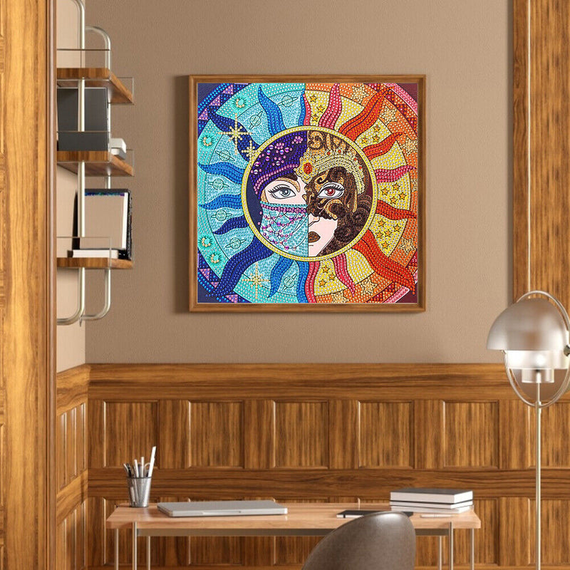 5D DIY Masked Sunflower Girl Partial Special Shaped Drill Diamond Painting