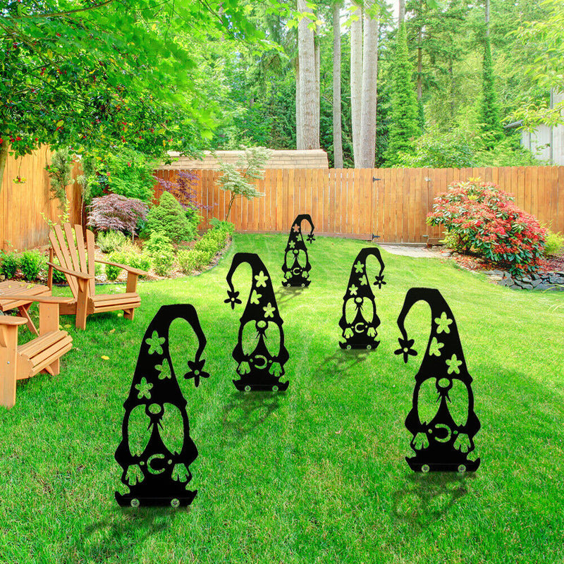 Metal Hollow Tree Trunk Gnome Ornament Backyard Lawn Stakes Yard Art Decorati