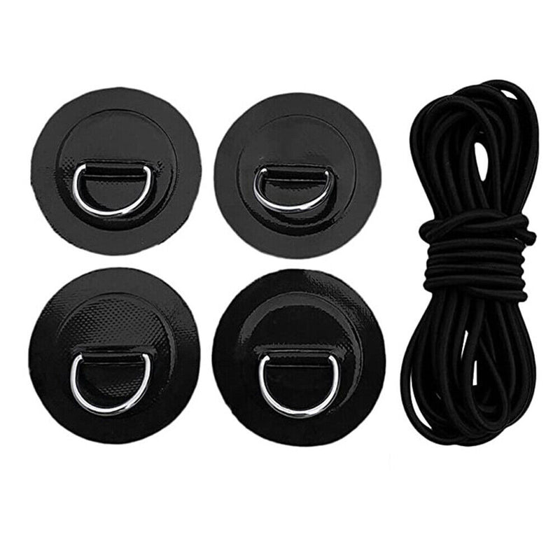 Stainless Steel D Ring Pad Patch 2.5m Rope Kit for Paddle Board (Black) Newly