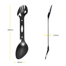 Multifunctional Stainless Steel Spork Fork Spoon Wrench for Picnic (Black) Newly