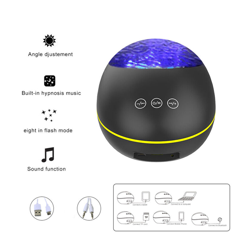 Ocean Water Ripple LED Projector 7 Modes Bluetooth-compatible Projection La