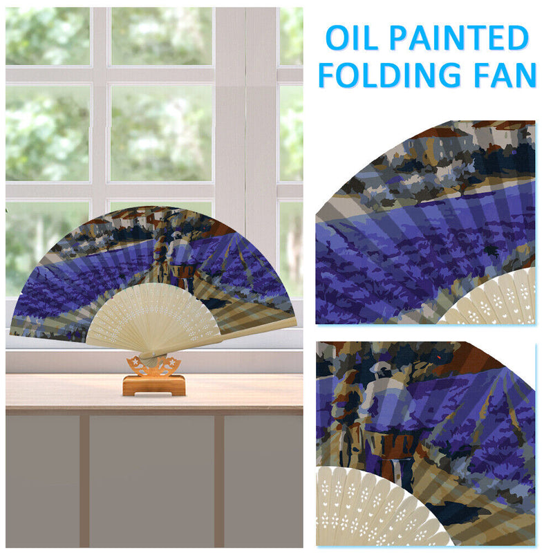 Lavender Field Oil Paint Folding Fan By Numbers DIY Painted Art Craft Gifts