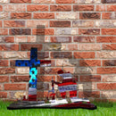 Kneeling Soldier Weathered Flag Iron Statue Garden Yard Decor Art Decorations