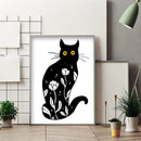 DIY Cotton Thread Black Cat Printed Partial Cross Stitch Handmade Artwork Carft