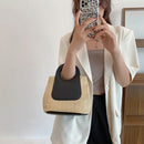 Straw Basket Handbags Summer Woven Leather Beach Shopping Shoulder Tote Bags