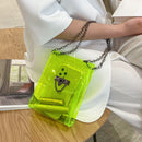 Fashion Women Solid Color Small Crossbody Bag Casual Chain Transparent Handbag