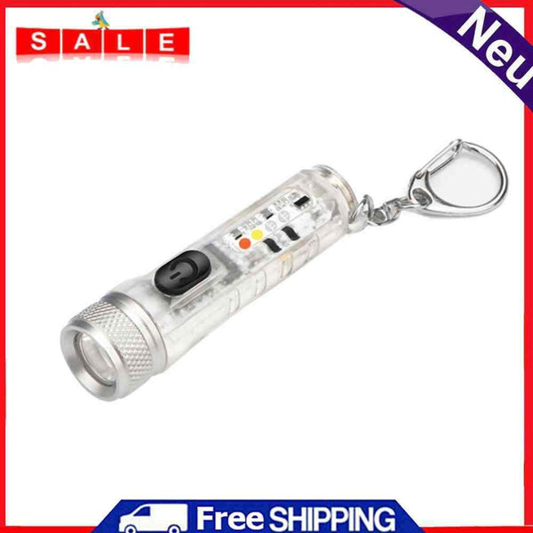 Mini Keychain Torch w/ USB Rechargeable Emergency Flashlight Buckle (White)