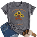 Digital Print Person Flower Vase T-Shirt (Grey XL)