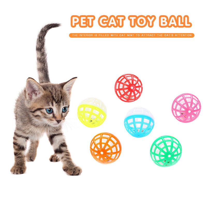 Cat Interactive Pet Playing Hollowed Bell Toys Training Scratch Rattle Ball