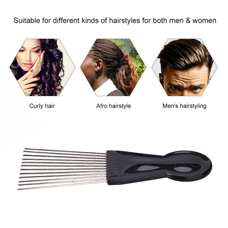 Metal Wide Teeth Afro Hair Comb Detangle Hairbrush for Hairdressing Styling