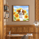 5D Diamond Painting Puppy Sunflower Full Round Drill Mosaic DIY Rhinestone Arts