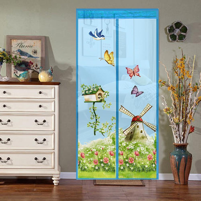 Magnetic Curtains Door Screen Anti-Mosquito Curtain Mosquito Net(Sky Blue