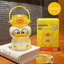 1200ml Cute Duck Drinking Water Bottle Summer Leakproof Straw Cup Outdoor