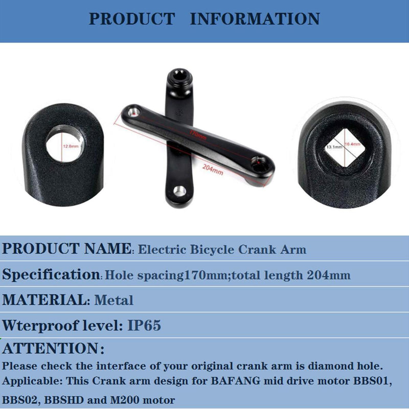 Crank Arm 170mm Electric Bicycle Crank Mid Motor Cranks For BAFANG BBS01/02/HD,`