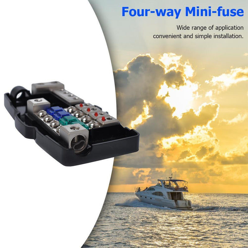 4 Way Car Mini ANL Blade Fuse Holder 2 in 4 out Power Distribution Block Newly