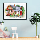 Partial Cross Stitch Art Paint 11CT Stamped Cabin Embroidery Wall Ornament Kit