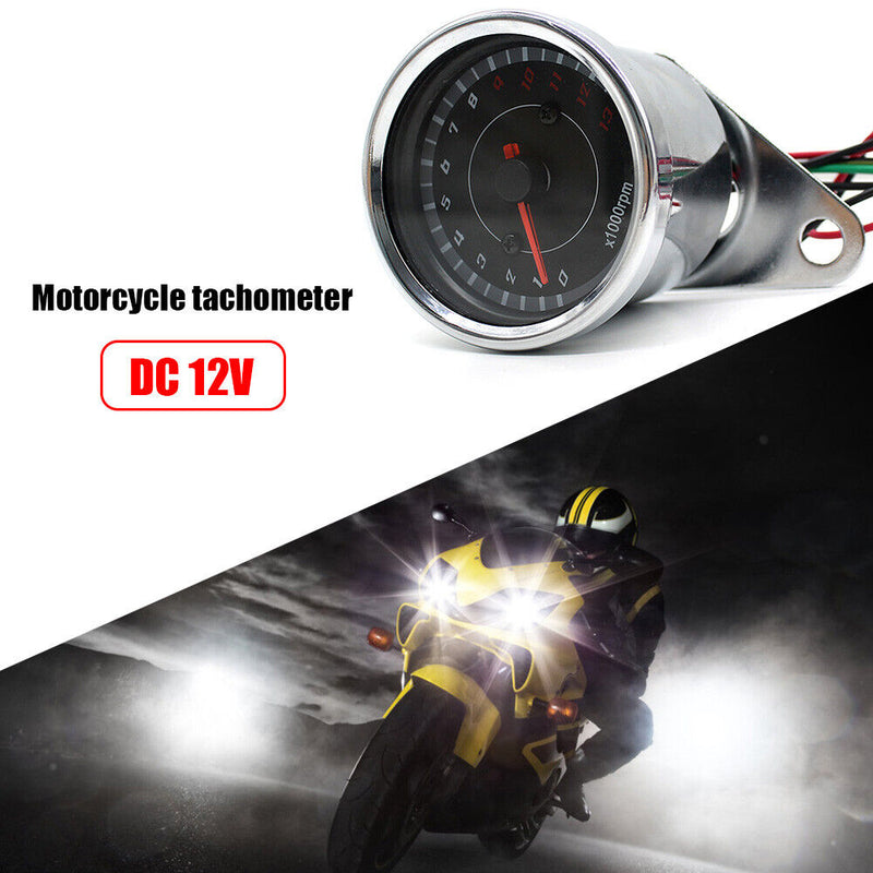 12V Motorcycle Speedometer Analog RPM Gauge Tach with Blue LED Backlight 13000RPM