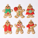 6pcs Xmas Gingerbread Man Tree Pendant Bedroom Exquisite Hanging Decor (L) Newly