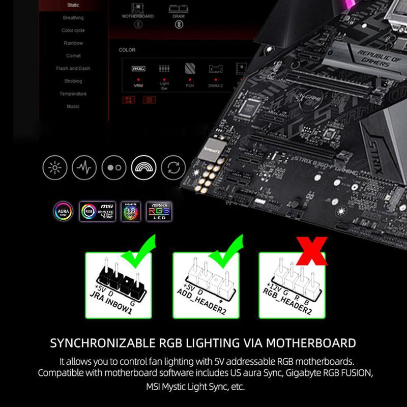 120mm PWM ARGB PC Case Fan 4 Pin Addressable RGB Cooling Fan for CPU Cooler