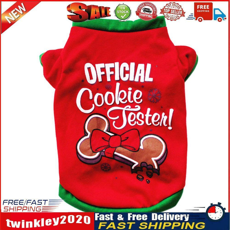 Pet Christmas Clothes Vest Puppy Costume Cotton T Shirt (Red Bow L) Newly