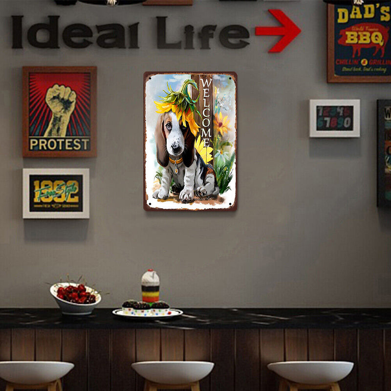 Welcome Dog Retro Metal Plate Tin Sign for Bar Pub Club Cafe Wall Art (2)