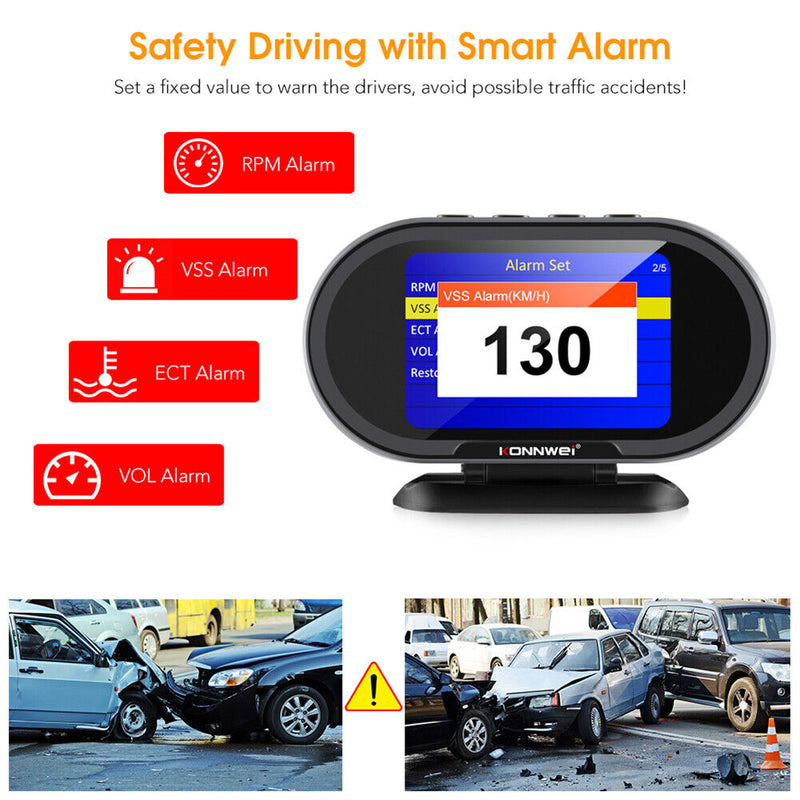 KONNWEI KW206 2 in 1 OBD TFT Screen On-Board Computer Auto Head-Up Display