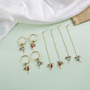 Red Blue Hummingbird Pendant Necklace Long Tassel Drop Earrings Crystal Birds